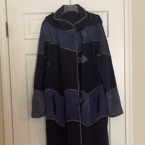 Vintage 1990's Trendz Wool/Suede Long Coat Women's M